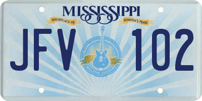 MS license plate JFV102