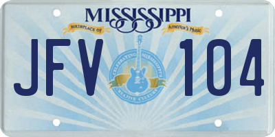 MS license plate JFV104