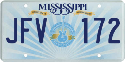 MS license plate JFV172