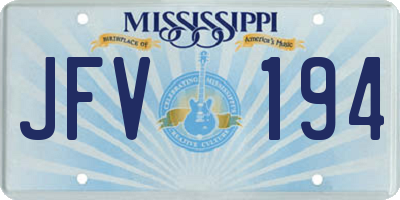 MS license plate JFV194