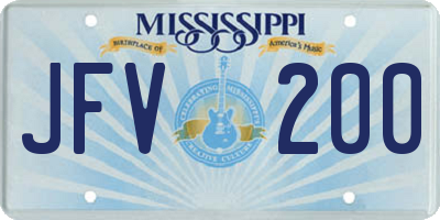 MS license plate JFV200