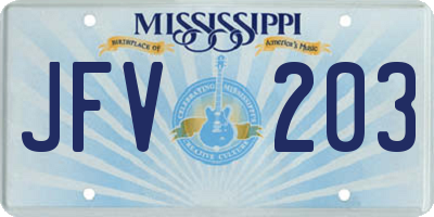 MS license plate JFV203
