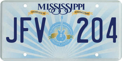 MS license plate JFV204