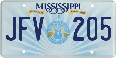 MS license plate JFV205