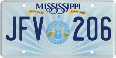 MS license plate JFV206