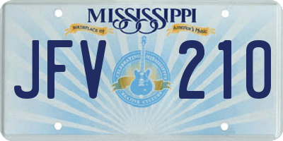 MS license plate JFV210