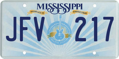 MS license plate JFV217