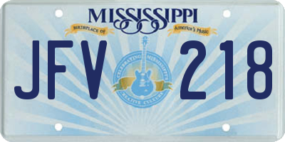 MS license plate JFV218