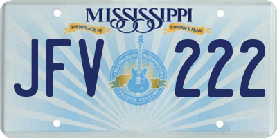MS license plate JFV222