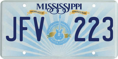 MS license plate JFV223