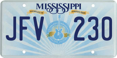 MS license plate JFV230