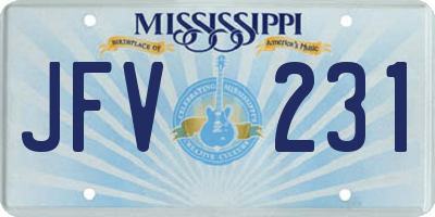 MS license plate JFV231