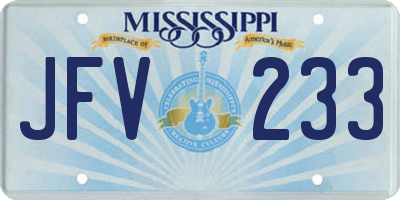 MS license plate JFV233