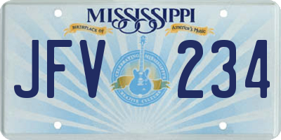 MS license plate JFV234