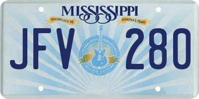 MS license plate JFV280