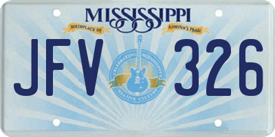 MS license plate JFV326