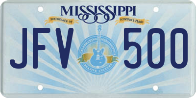 MS license plate JFV500