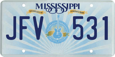 MS license plate JFV531