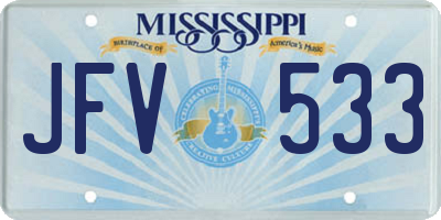 MS license plate JFV533