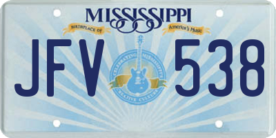 MS license plate JFV538