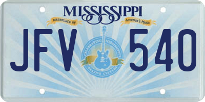 MS license plate JFV540