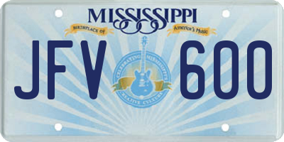 MS license plate JFV600