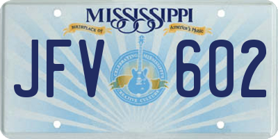 MS license plate JFV602