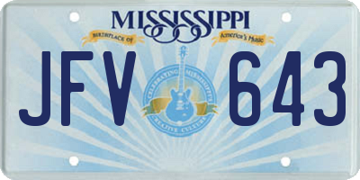 MS license plate JFV643