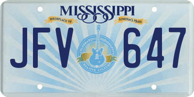 MS license plate JFV647