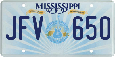 MS license plate JFV650