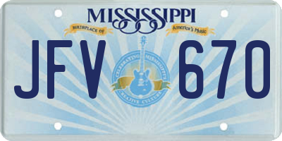 MS license plate JFV670