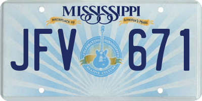 MS license plate JFV671