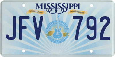 MS license plate JFV792