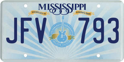 MS license plate JFV793