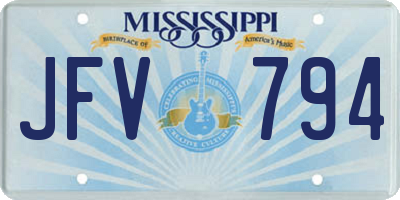 MS license plate JFV794