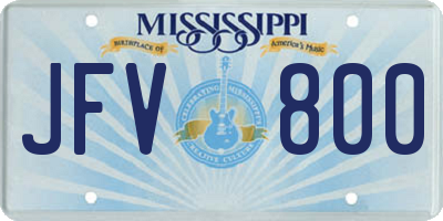 MS license plate JFV800