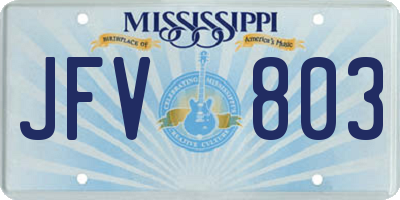 MS license plate JFV803