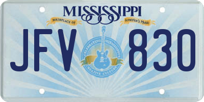 MS license plate JFV830