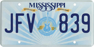 MS license plate JFV839