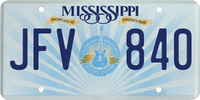 MS license plate JFV840