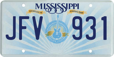 MS license plate JFV931