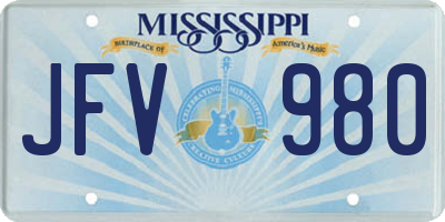 MS license plate JFV980