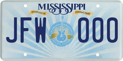 MS license plate JFW000