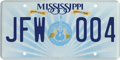 MS license plate JFW004