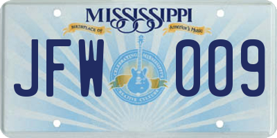 MS license plate JFW009