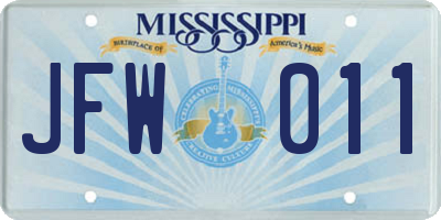 MS license plate JFW011