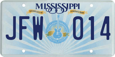 MS license plate JFW014