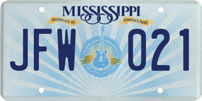 MS license plate JFW021