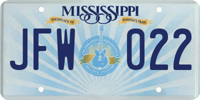 MS license plate JFW022