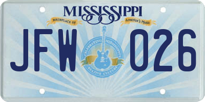 MS license plate JFW026